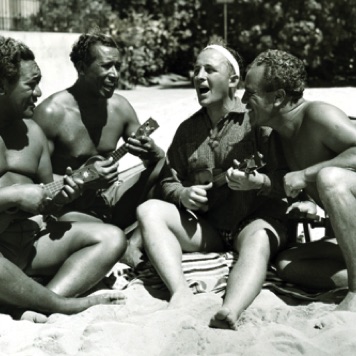 Pua Kealoha, William “Chick” Daniels,
 and Joe Minor with Bing Crosby